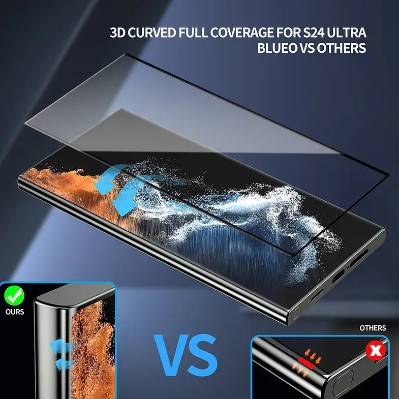 Blueo Full Ab Glue 3D Curved Silk Tempered Glass For Galaxy S24 Ultra