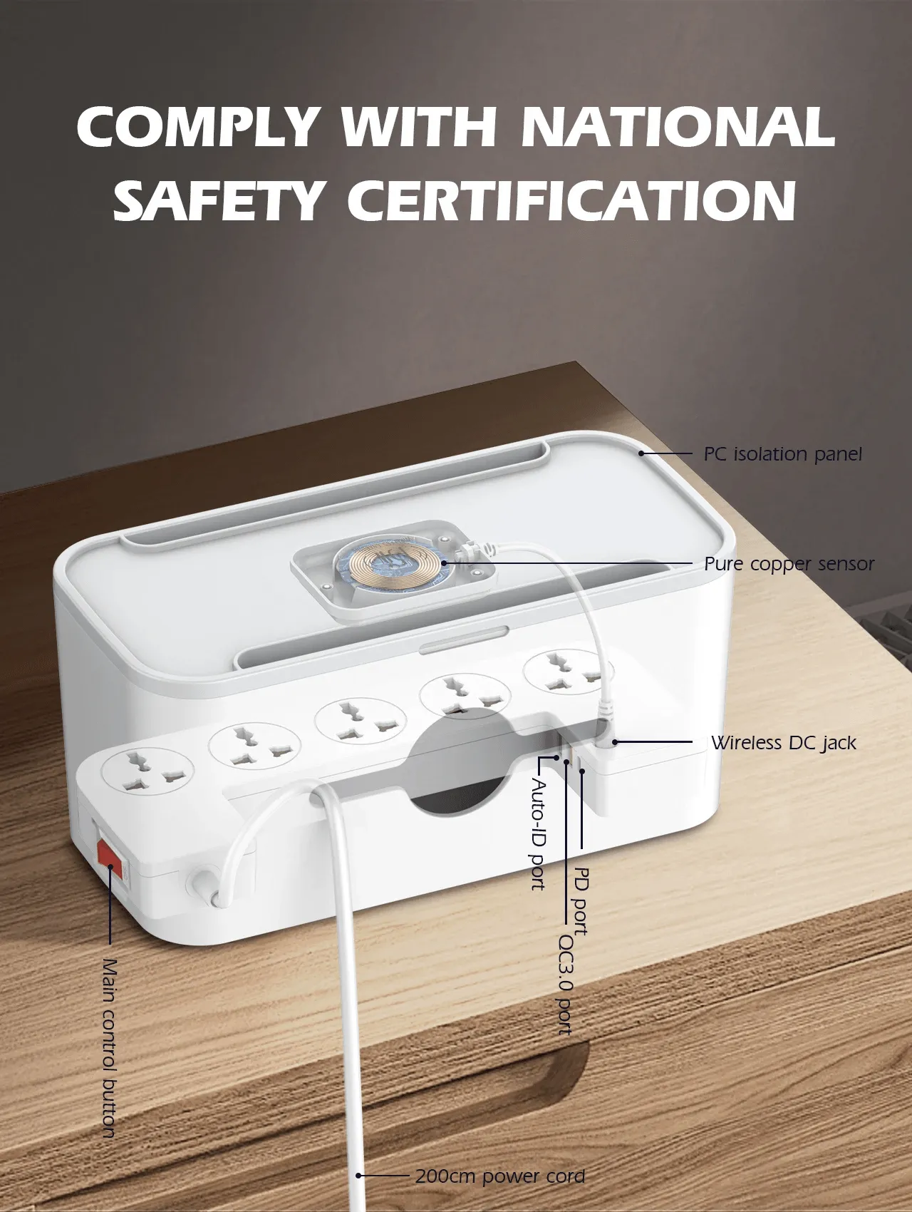 Ldnio SN5311W Smart Outlets Power Socket Storage Box 2500W With Wireless Charging