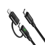 Mcdodo Ca-712 2-in-1 60W Type-C to Lightning + Type-C Fast Charging Data Cable With Led Function -1.2m