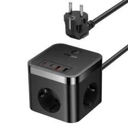 Baseus 30W PowerCombo Cube Power Strip 3AC + 2USB + 2Type-C with 1.5m Cable (EU Plug) Arrival Charger