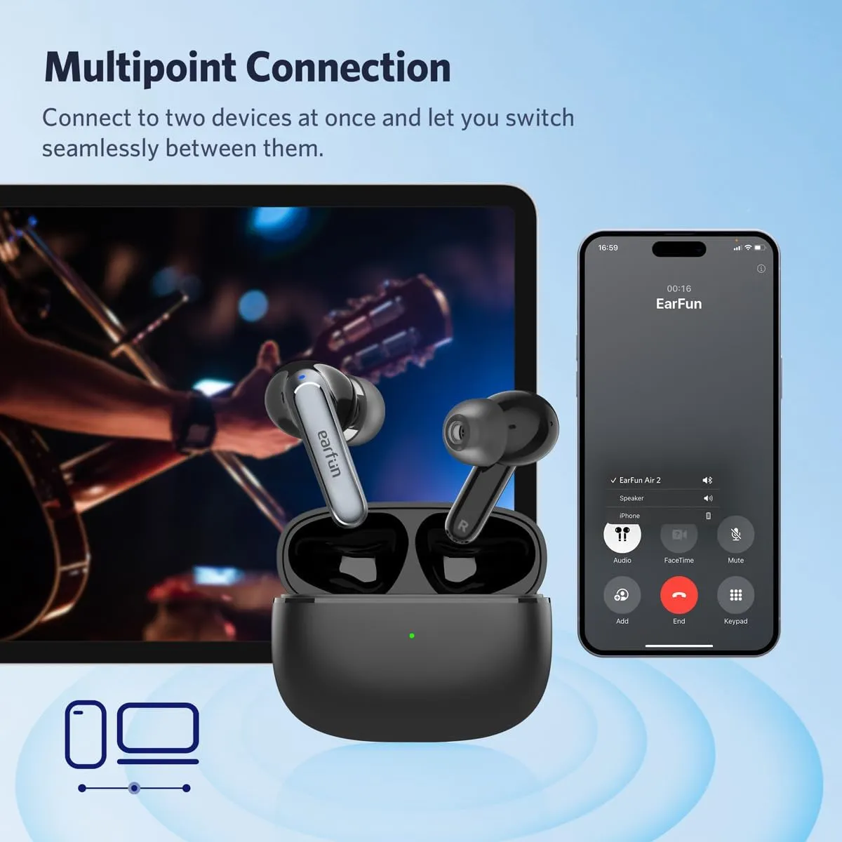 EarFun Air 2 Wireless Earbuds Hi-Res 10mm Drivers with LDAC