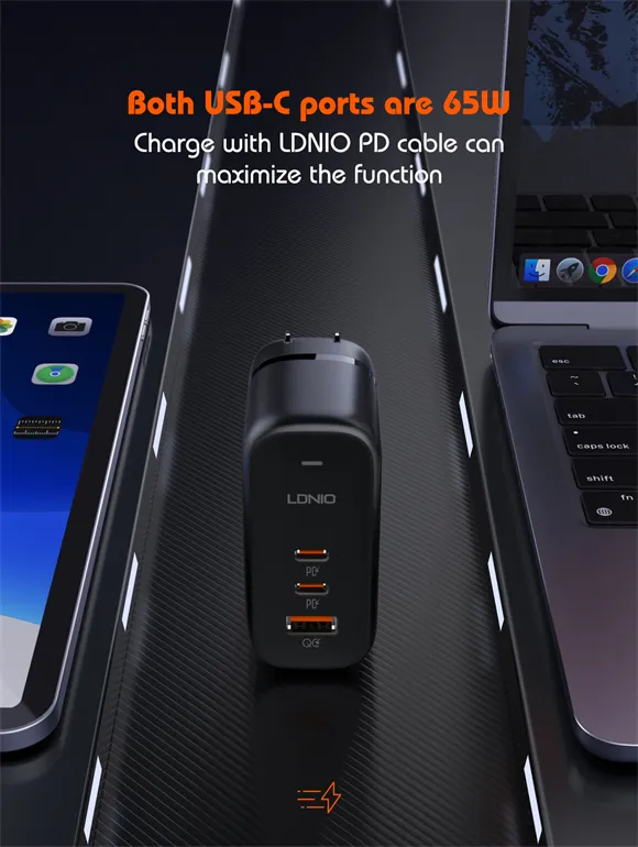 Ldnio Q366 65W GaN Supper Fast Charger with Replaceable Plug