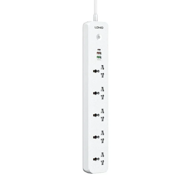 Ldnio SC5319 Power Strip 38W with 5 Sockets 3-Port USB Charger 2M Extension Cord