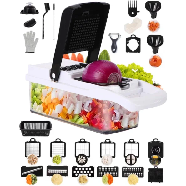 26 in 1 Vegetable Chopper Kitchen Multifunctional Slicer with 1.2L Container