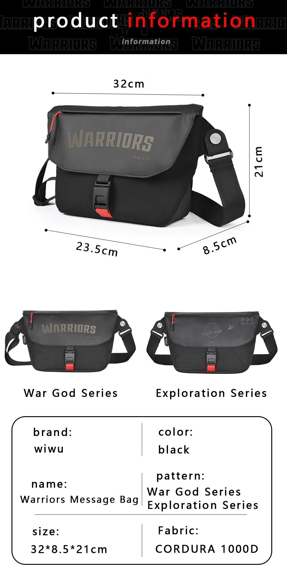 WiWU Warriors Message Bag X Cordura 1000D Nylon Crossbody Bag With Magnetic Buckle