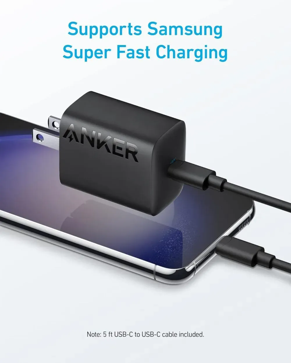 Anker 312 30W Wall Charger with Type-C to Type-C Cable 5ft (B2640N11)