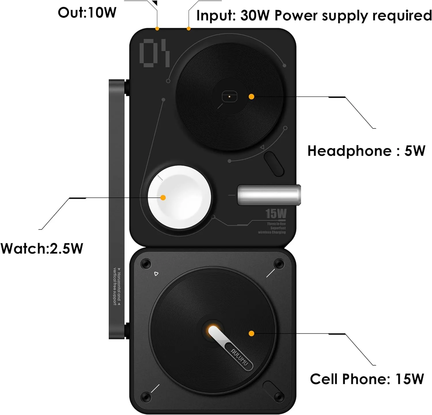 Aulumu M01 4-in-1 Folding Wireless MagSafe Charging Station and Pad