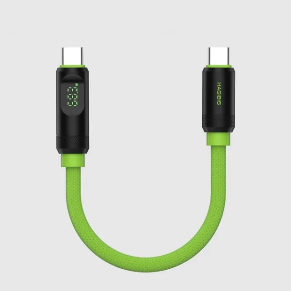 Hagibis 240W USB-C to USB-C Braided Cable 40Gbps USB 4 With LED Display -Green