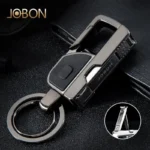 JOBON ZB-8757 Metal Keychain with LED Light and Nail Clippers