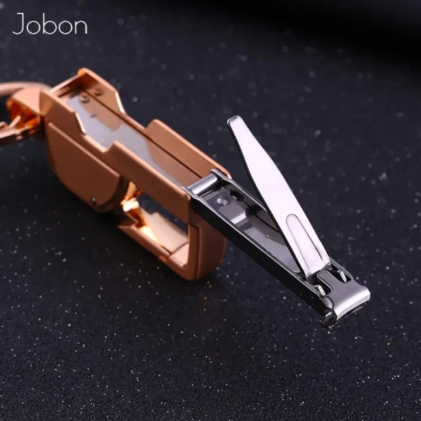 JOBON ZB-8757 Metal Keychain with LED Light and Nail Clippers