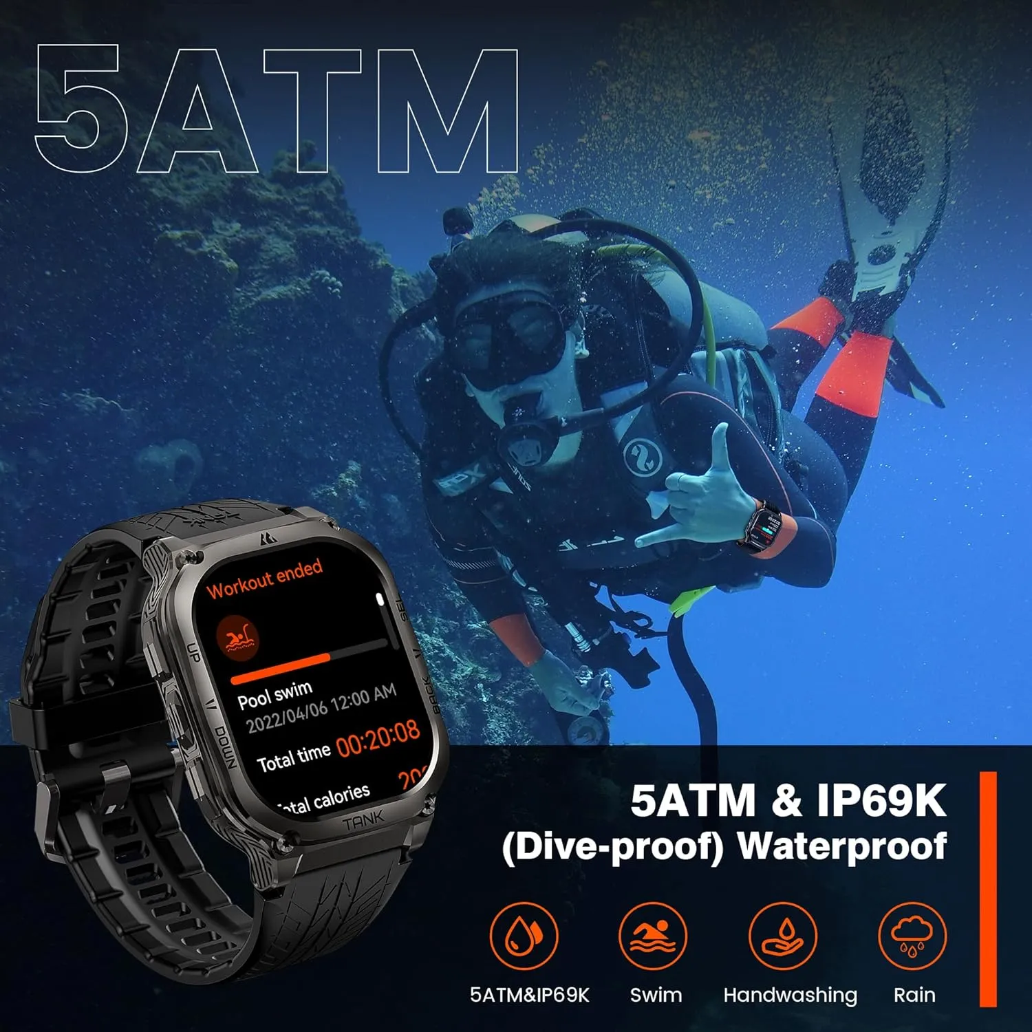 Kospet Tank M3 Ultra Calling Rugged Smart Watch with Dual GPS