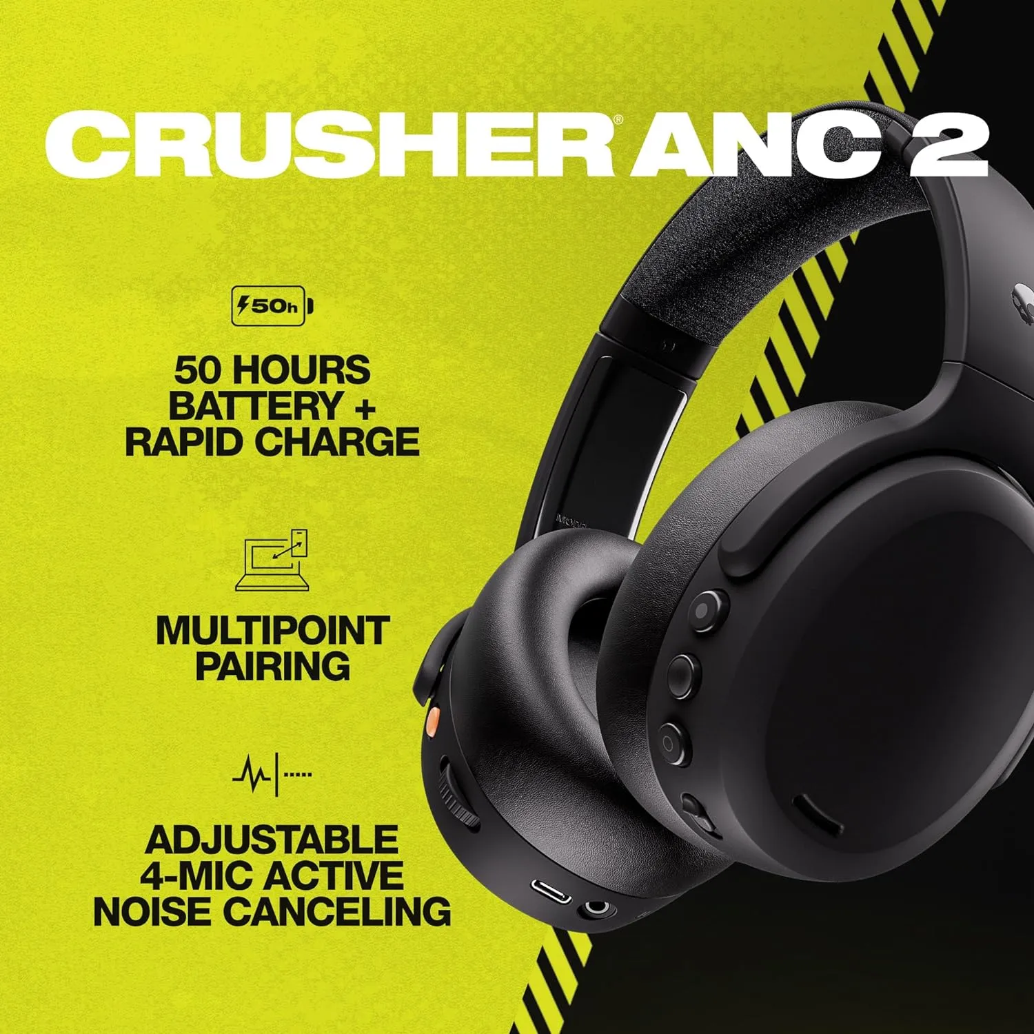 Skullcandy Crusher ANC 2 Sensory Bass Over-Ear Noise Cancelling Wireless Headphone