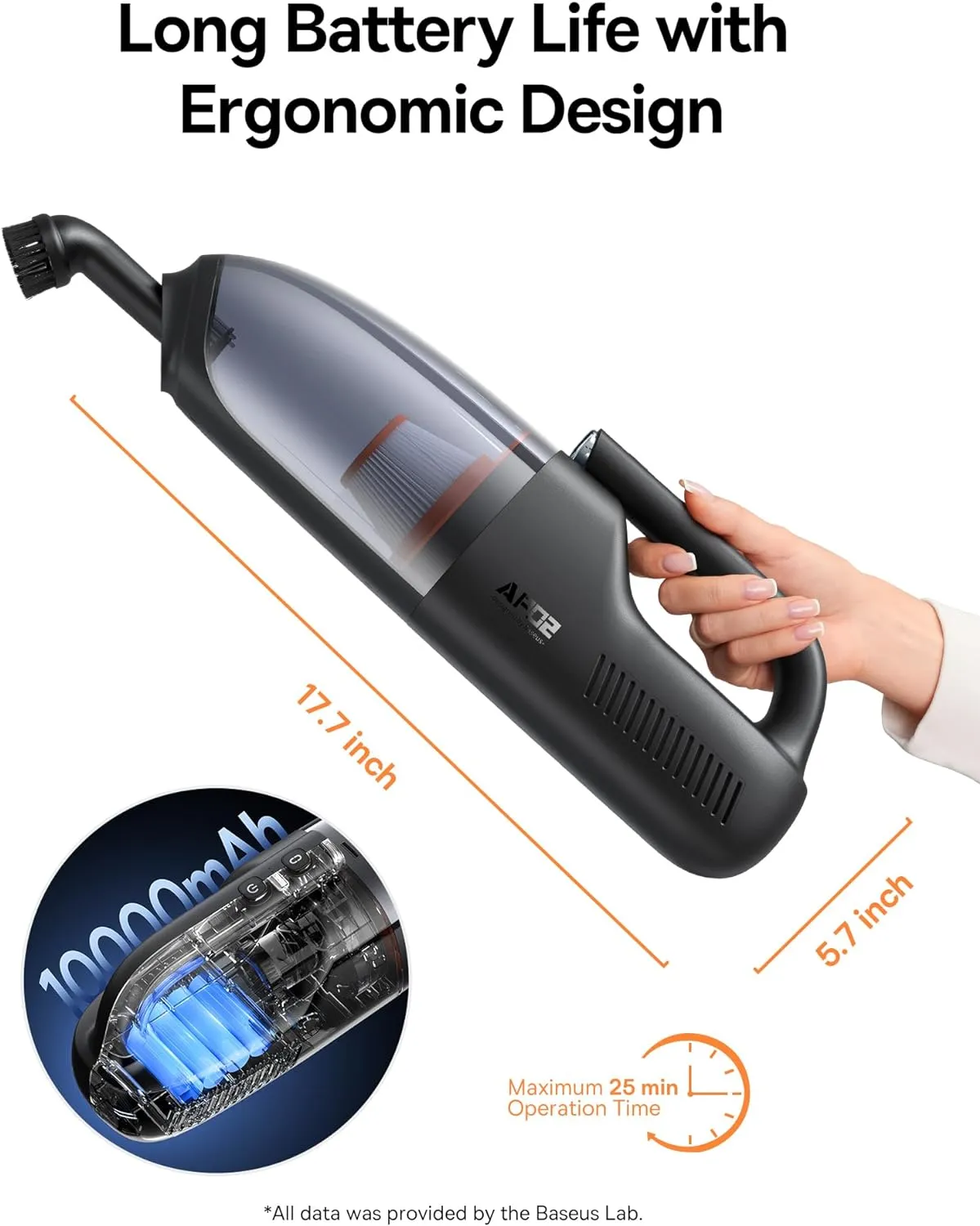 Baseus AP02 Wireless Car Vacuum Cleaner 6000Pa 160W 10000mAh Battery With LED Light