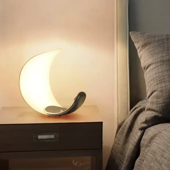 Modern Nordic Designer Creative Half-Moon Shape Dimmable Touch Control Led Desk Reading Table Lamp