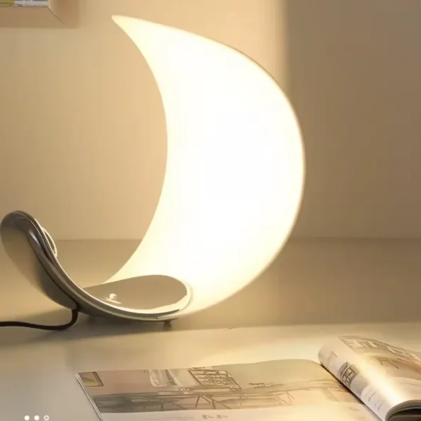 Modern Nordic Designer Creative Half-Moon Shape Dimmable Touch Control Led Desk Reading Table Lamp