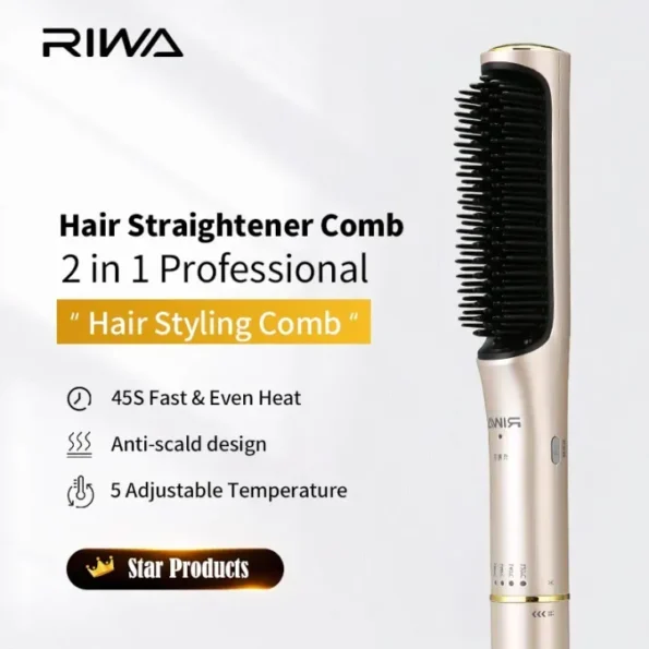 Xiaomi RIWA RB-8515 Negative Ion Hair Straightening Electric Comb Straight and Curly Dual-purpose Hair Straightener