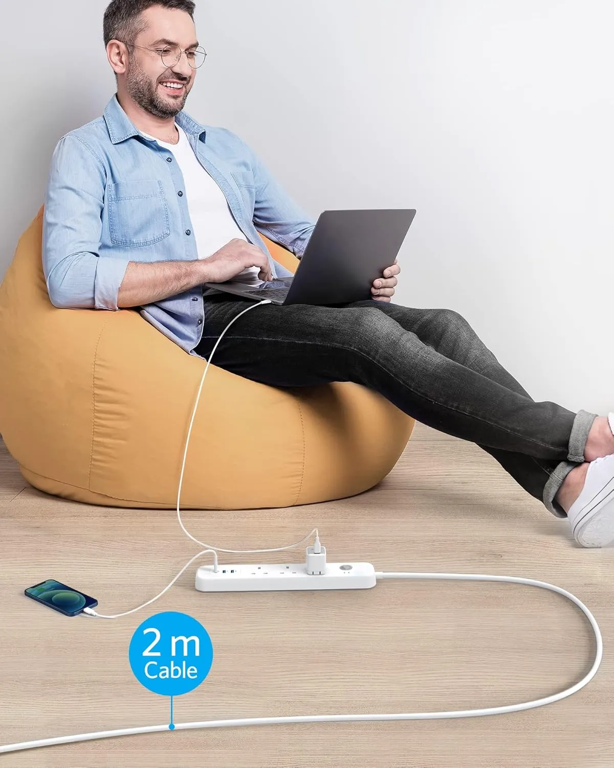 Anker 3 Way Extension 30W USB Power Strip -2m (A9136K21)