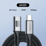 Hagibis 4K 100W 10Gbps USB 3.2 Gen2 Male to Female USB-C Extension Cable -1.2m (UC32Y)