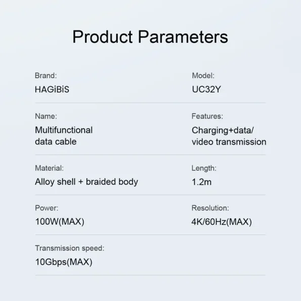 Hagibis 4K 100W 10Gbps USB 3.2 Gen2 Male to Female USB-C Extension Cable -1.2m (UC32Y)