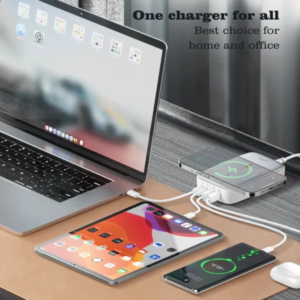 LDNIO 140W 6 IN 1 Multiport Desktop Charging Wireless Charger Q4010