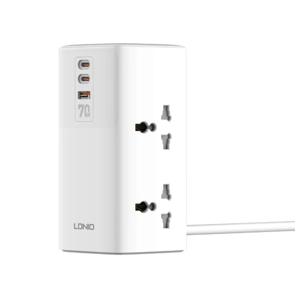 LDNIO SC4383 70W PD Adapter Multifunction Chargers Power Strip and USB Ports -2M Power Cord (EU Plug)