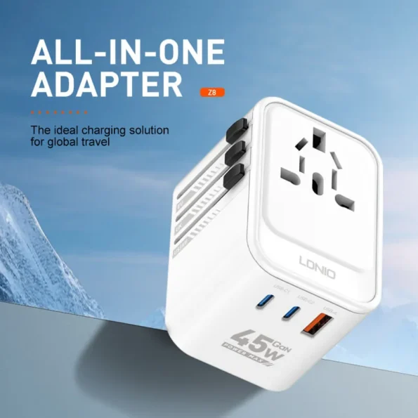 Ldnio Z8 45W 3 USB Ports GaN Universal Travel Adapter