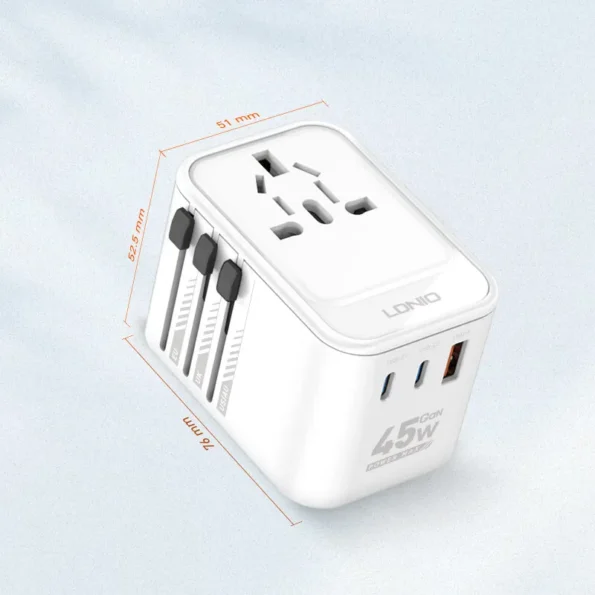 Ldnio Z8 45W 3 USB Ports GaN Universal Travel Adapter