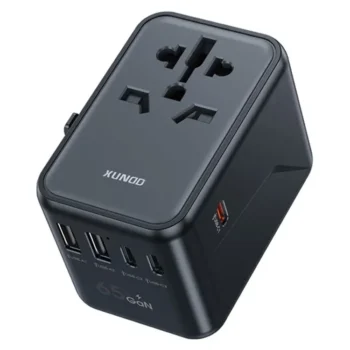 XDCH-072 65W 5 USB Ports Universal Travel Adapter (Black)