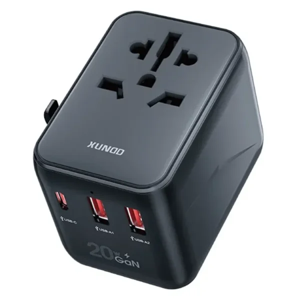 XUNDD XDCH-069 20W 3 USB Ports Universal Travel Adapter (Black)