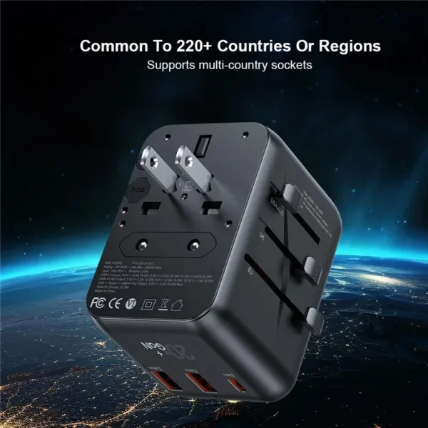 XUNDD XDCH-069 20W 3 USB Ports Universal Travel Adapter (Black)