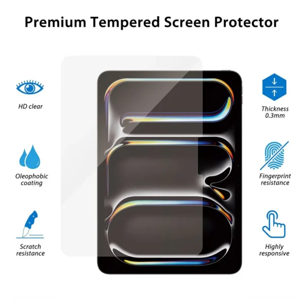 Kuzoom Full Screen Ultra-High Defination Tempered Glass for iPad Air 11″ / Air 13″ M2 and Pro 11″ / Pro 13″ M4 (2024)