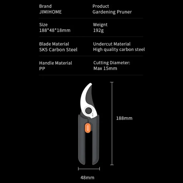 JIMIHOME JM-W201 Pruner Gardening Scissors for Pruning Tree Branches Garden Grafting Trimmer Tools