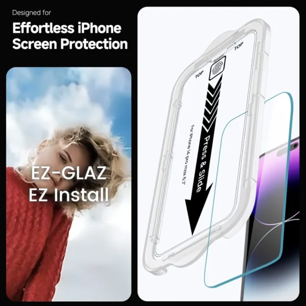 Mohave EZ-FIT One-pull HD Clear Screen Protector for iPhone 16 / 16 Pro / 16 Pro Max with Installation kit (2 Pack)