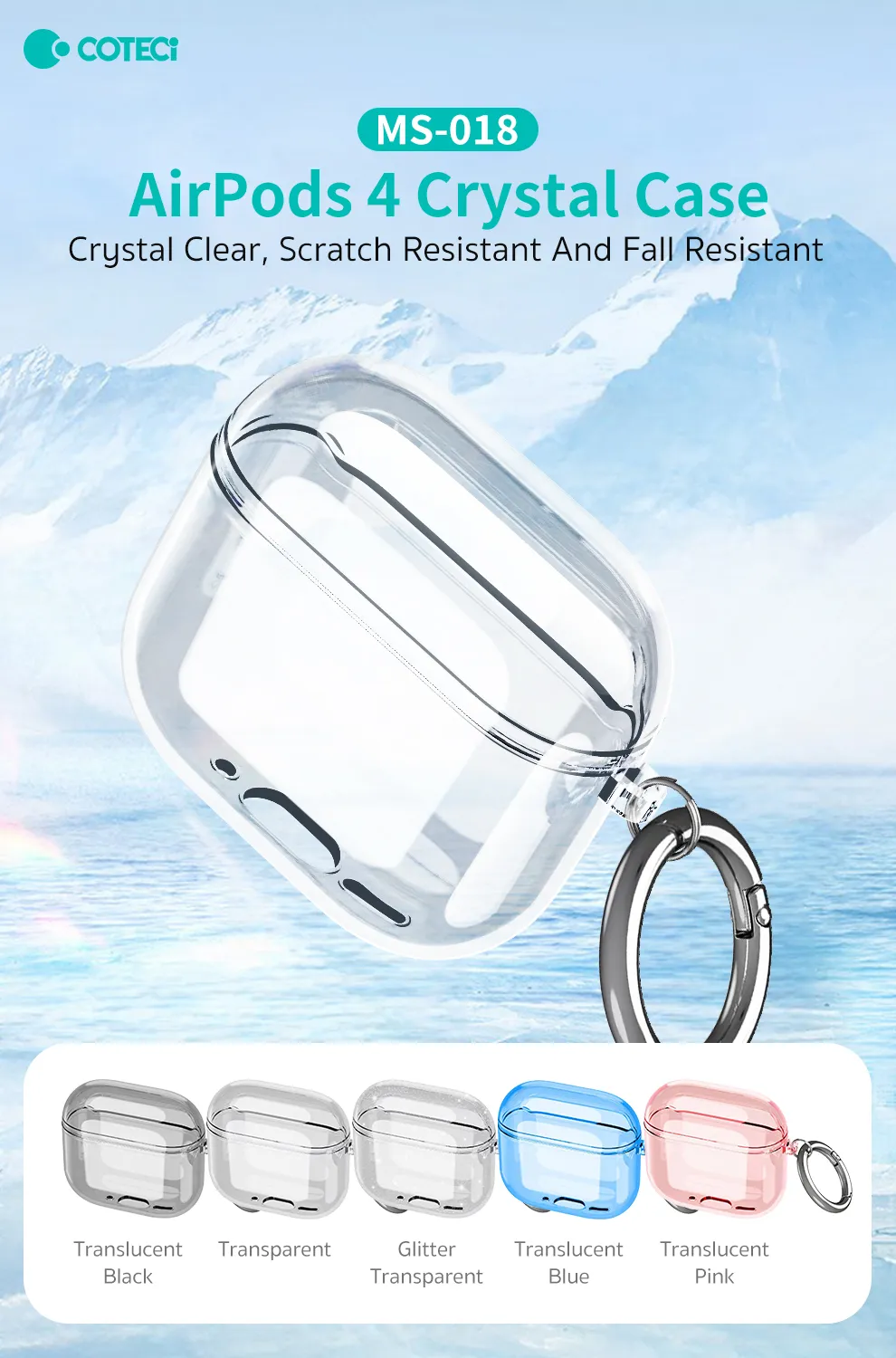 COTECi Soft Shell Scratch Resistant Crystal Case for AirPods 4 (MS-018)