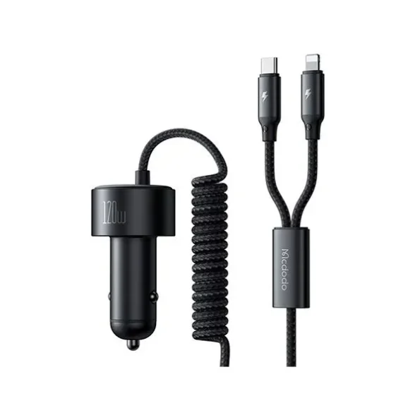 Mcdodo PD 120W 4-in-1 PPS Fast Car Charger with Retractable Cable 1.2M (CC-037)