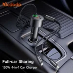 Mcdodo PD 120W 4-in-1 PPS Fast Car Charger with Retractable Cable 1.2M (CC-037)2