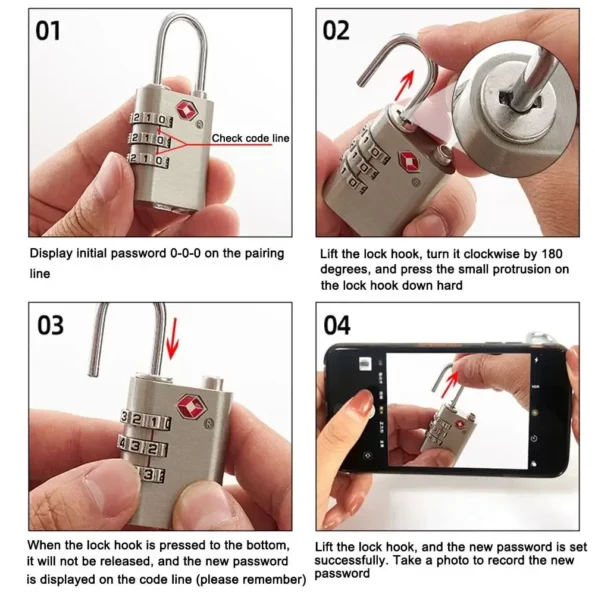 СОТЕСі Zinc Alloy TSA Lock 3 Digit Combination Code Lock (TR-001)