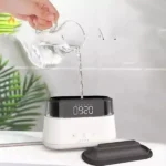 1Elegant Alarm Clock Aroma Oil Diffuser Flame Humidifier with Timer Function Flame Night Light1