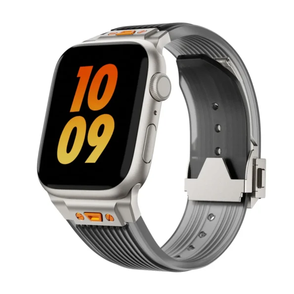 Luxury Transparent Silicone and Stainless Steel Connector Strap for iWatch 45 / 46 / 49mm