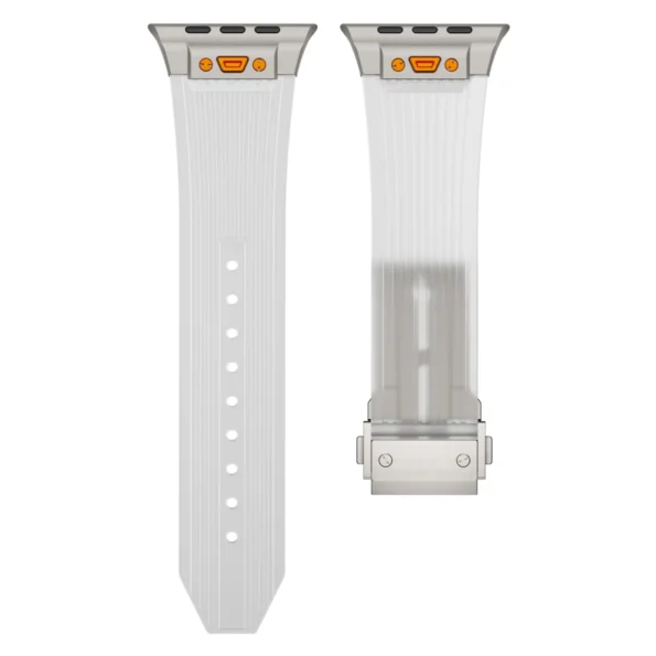 Luxury Transparent Silicone and Stainless Steel Connector Strap for iWatch 45 / 46 / 49mm