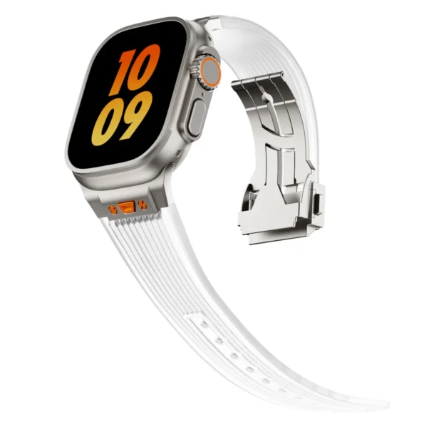 Luxury Transparent Silicone and Stainless Steel Connector Strap for iWatch 45 / 46 / 49mm