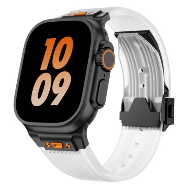 Luxury Transparent Silicone and Stainless Steel Connector Strap for iWatch 45 / 46 / 49mm