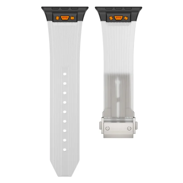 Luxury Transparent Silicone and Stainless Steel Connector Strap for iWatch 45 / 46 / 49mm