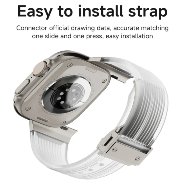 Luxury Transparent Silicone and Stainless Steel Connector Strap for iWatch 45 / 46 / 49mm